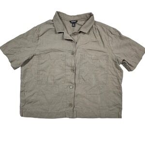 Buffalo David Bitton‎ Womens Large Beige Linen Blend Button Up Shirt Large